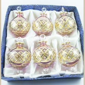 2.16" Blown Glass Egyptian Christmas Ornaments - Set of 6 Ornaments